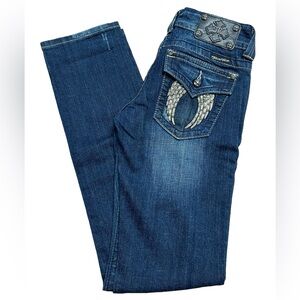 Miss Me - Womens Straight Leg Embroidered Jeans Sz. 27W